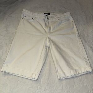 Ralph Lauren Women's High Waisted Stretch Cotton Shorts Size 12 White